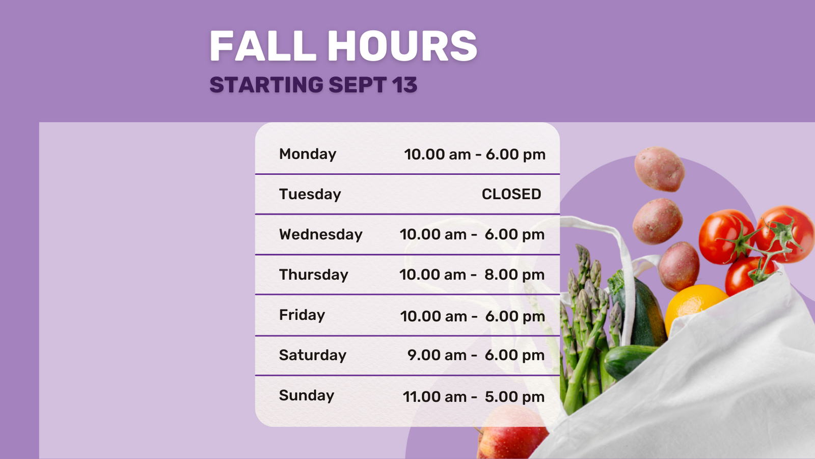Fall Hours