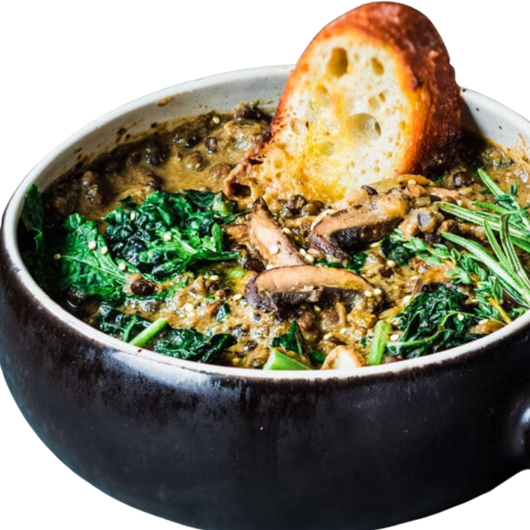 Creamy Mushroom and Black Beluga Lentil Stew