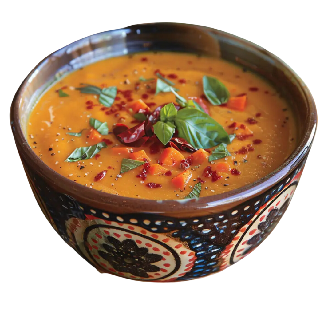 Moroccan Sweet Potato Soup w/ Chickpeas