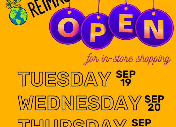 Open for in-store shopping Sept 19-21