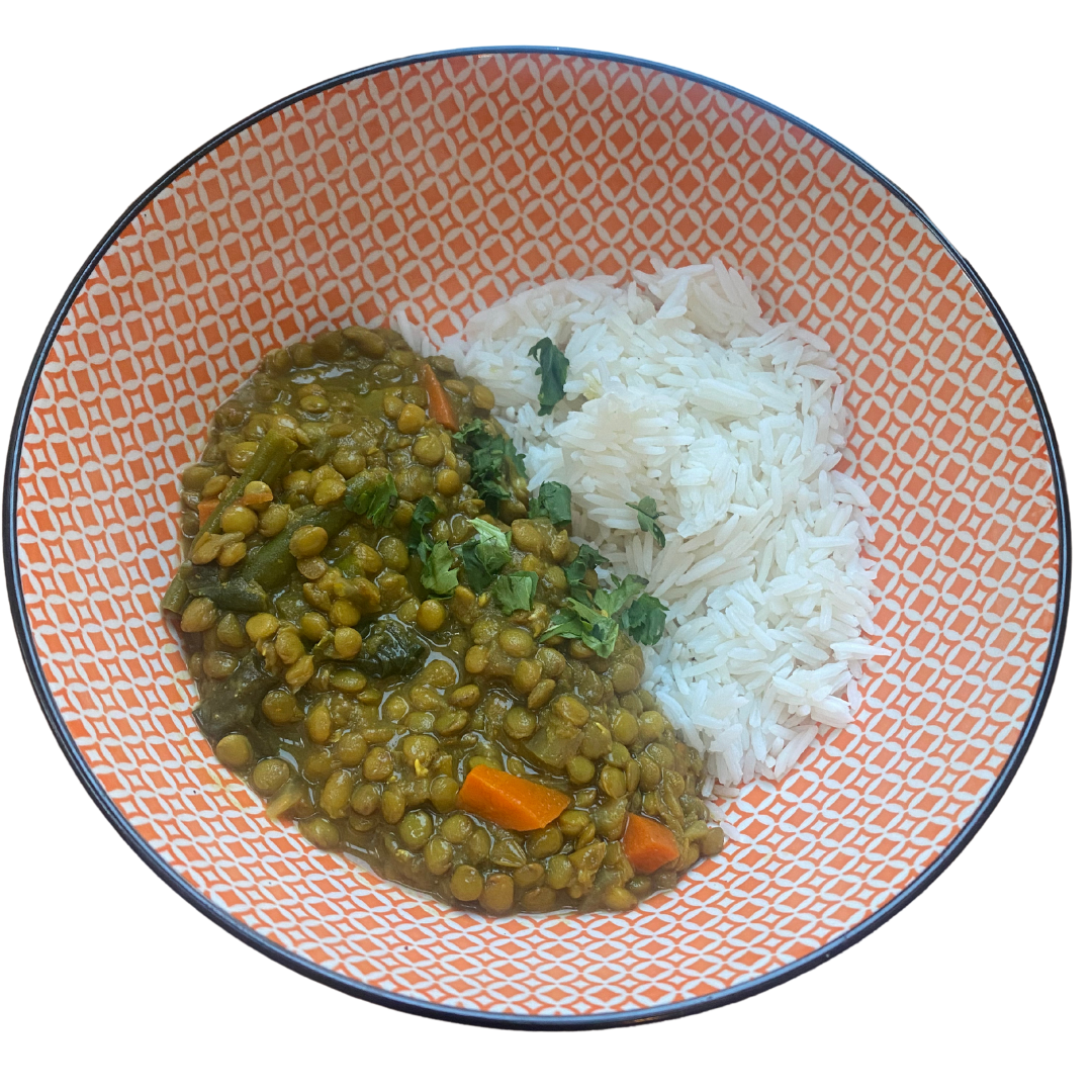 Green Lentil Curry w/ Rice