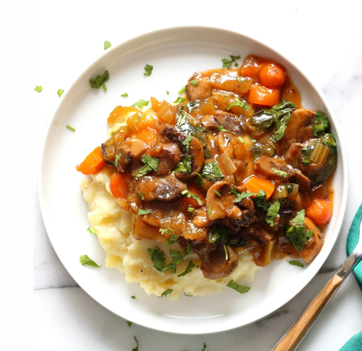 Mushroom Bourguignon With Potato Cauliflower Mash